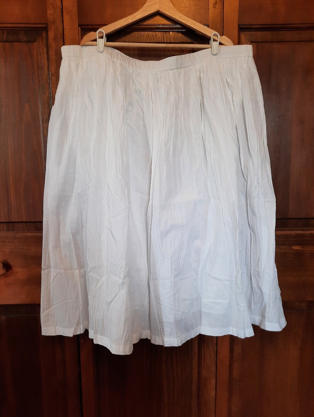 Charter Club 100% Cotton White Crinkle Flowy A-line Boho Midi Skirt Size 3X